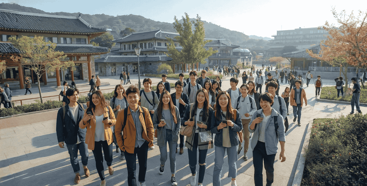 International students at a Korean campus
